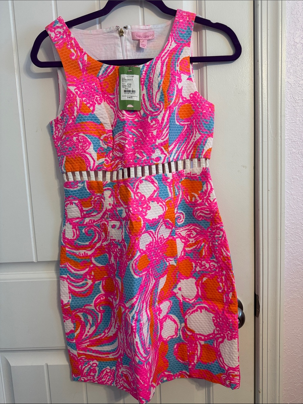 Lilly Pulitzer Shift Iggy Feeling Tanked Cut Out Pink Dress Size 0
